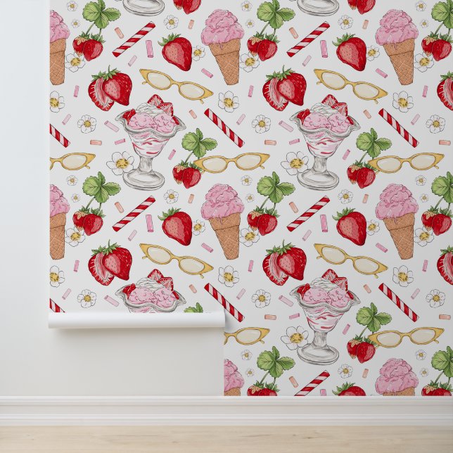 Strawberry Sundae Pattern  Wallpaper (Application)