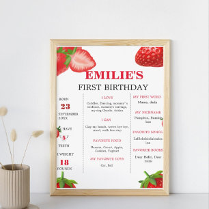 Strawberry Sweet Baby 1st Birthday Milestone Sign