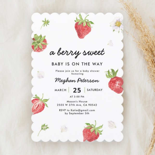 Strawberry Sweet Baby Is On The Way Baby Shower Invitation (Creator Uploaded)