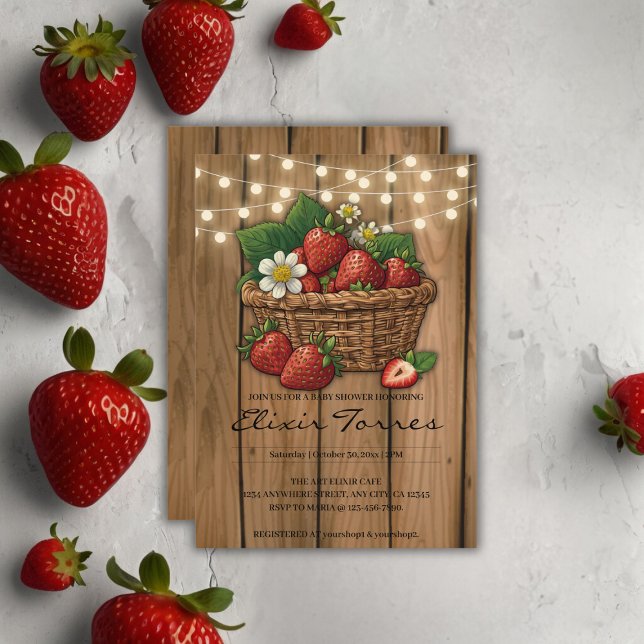 Strawberry Sweet Basket Baby Shower Invitation (Creator Uploaded)