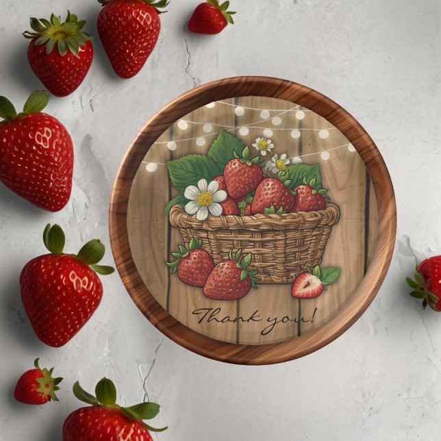 Strawberry Sweet Basket Baby Shower Paper Plate (Creator Uploaded)