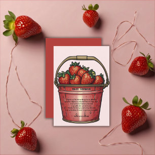 Strawberry Sweet Bucket Baby Shower Thank You Card