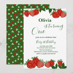  Strawberry Sweet Fruit Fresh Baby Shower Girl Invitation