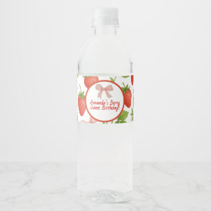 Strawberry Sweet Kids Birthday Party - Water Bottle Label