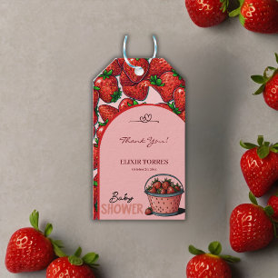 Strawberry Sweet Pink Bucket Baby Shower Gift Tags