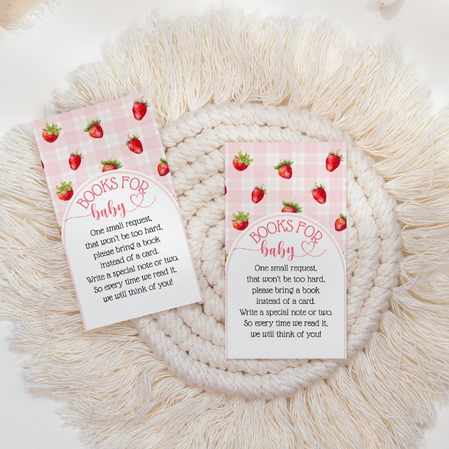 Strawberry Sweet Rustic Books Baby Girl Shower  Enclosure Card (Creator Uploaded)