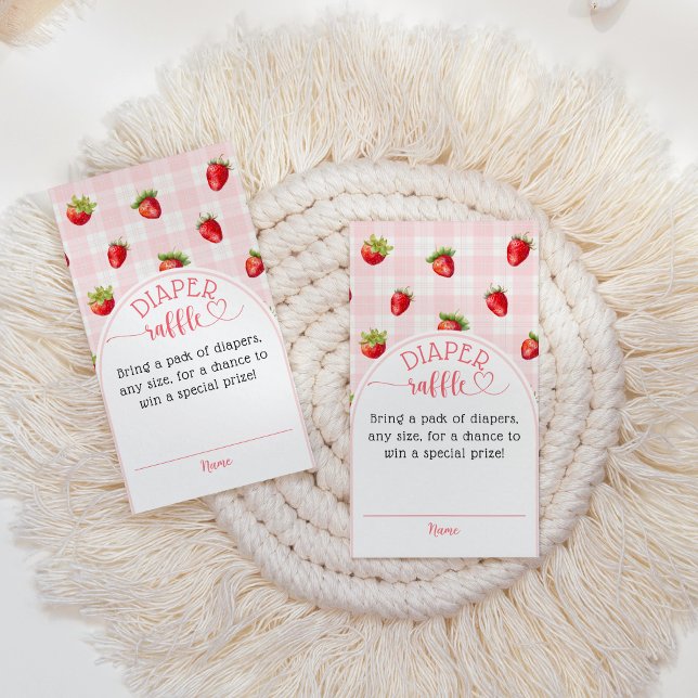Strawberry Sweet Rustic diaper Baby Girl Shower  Enclosure Card (Creator Uploaded)