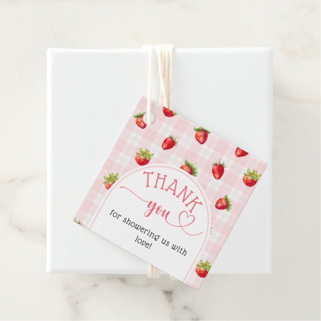 Strawberry Sweet Rustic diaper Baby Girl Shower  Favour Tags (In Situ)