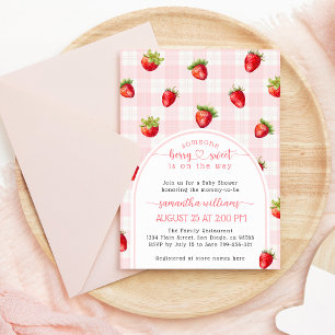 Strawberry Sweet Summer Rustic Baby Girl Shower Invitation