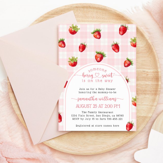 Strawberry Sweet Summer Rustic Baby Girl Shower   Invitation (Creator Uploaded)