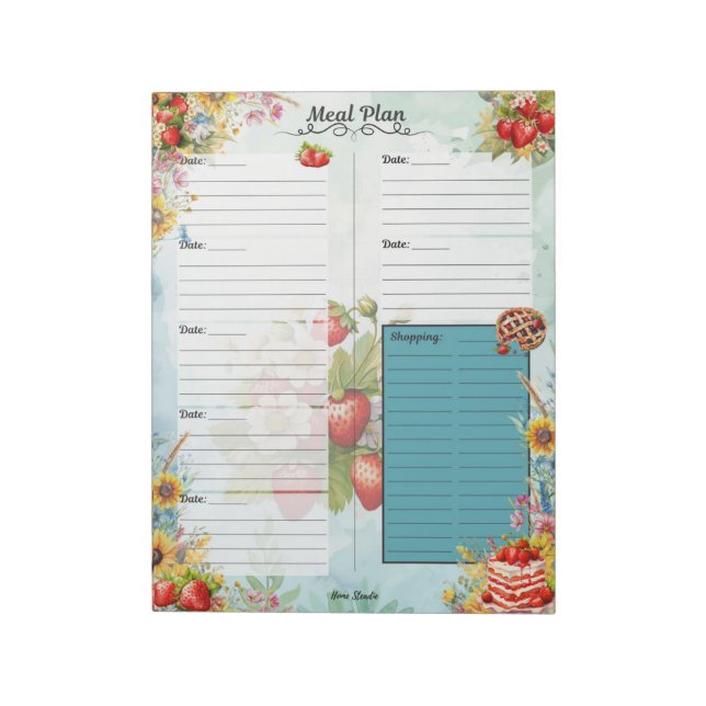 Strawberry Sweet Treat 7 Day Meal Planner Notepad (Rotated)