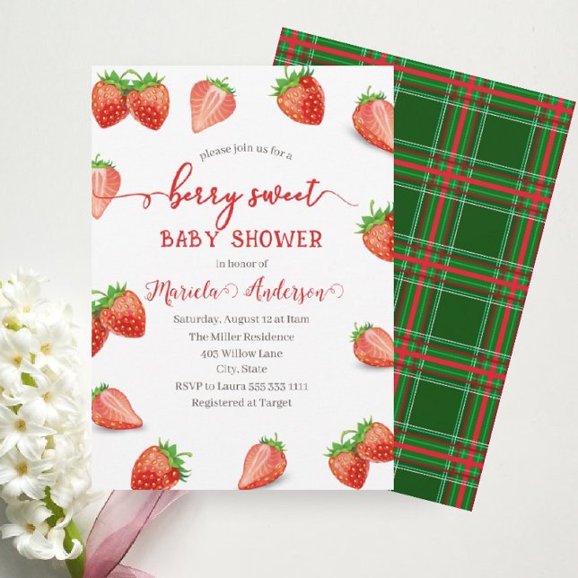Strawberry Sweet Watercolor Baby Shower Invitation (Creator Uploaded)