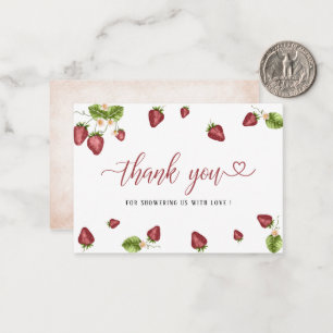 Strawberry Sweet watercolor baby  shower thank you Card