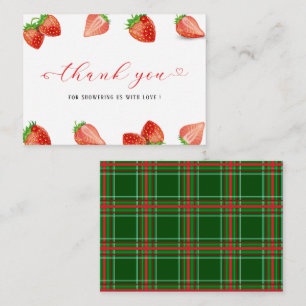 Strawberry Sweet watercolor baby shower thank you Card