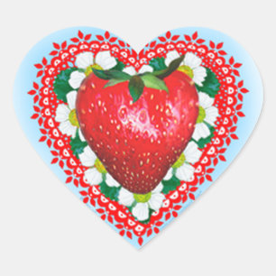 STRAWBERRY SWEETHEART VALENTINE'S DAY HEART STICKER