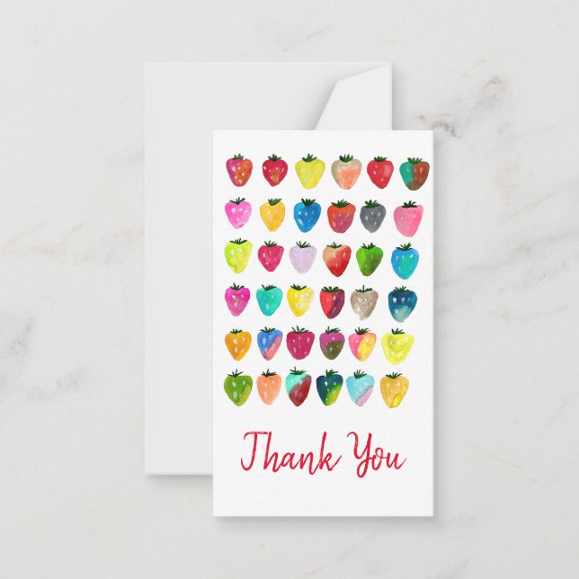 Strawberry sweetness cute fruit watercolor card (Front)