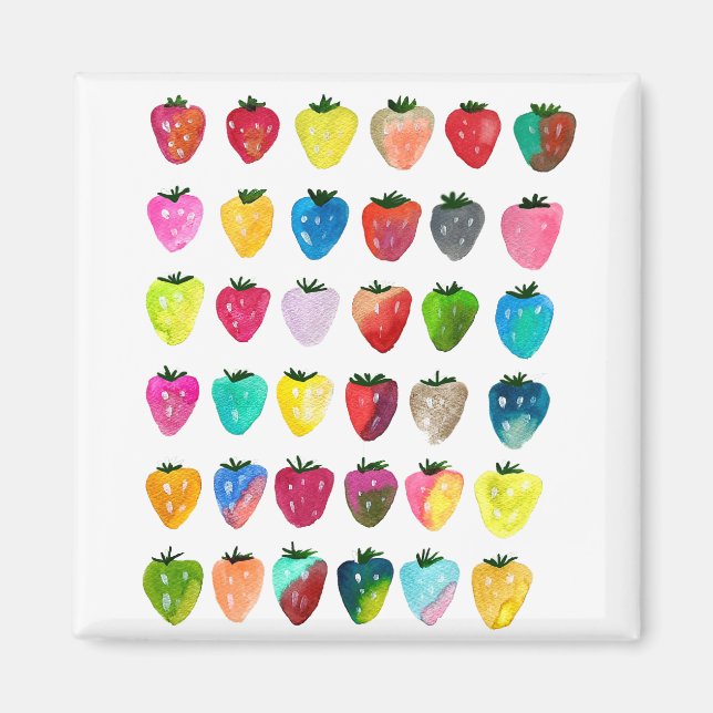 Strawberry sweetness cute fruit watercolor magnet (Front)