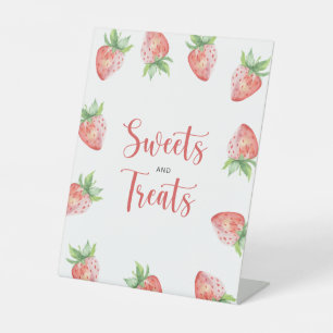 Strawberry - sweets and treats baby shower pedestal sign