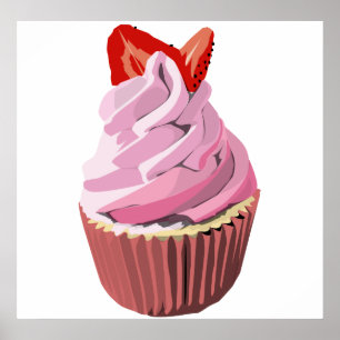 Strawberry swirl cupcake poster