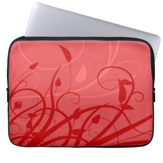Strawberry Swirl Pink & Red Girly Floral Design Laptop Sleeve