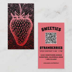 strawberry swirl with QR code Business Card