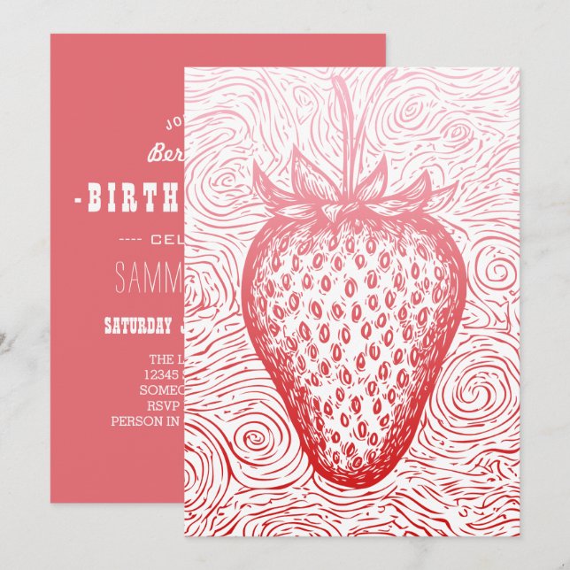 strawberry swirls invitation (Front/Back)