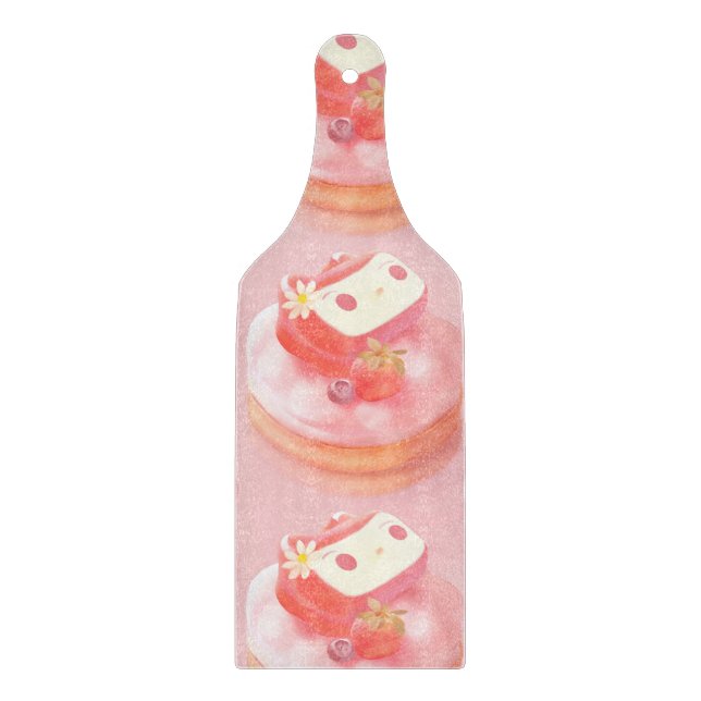 Strawberry Tart Illustration Cutting Board (Front)