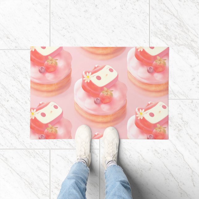Strawberry Tart Illustration Doormat (Indoor)