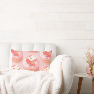 Strawberry Tart Illustration Lumbar Cushion