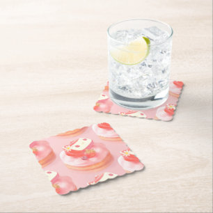 Strawberry Tart Illustration Paper Coaster