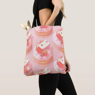 Strawberry Tart Illustration Tote Bag