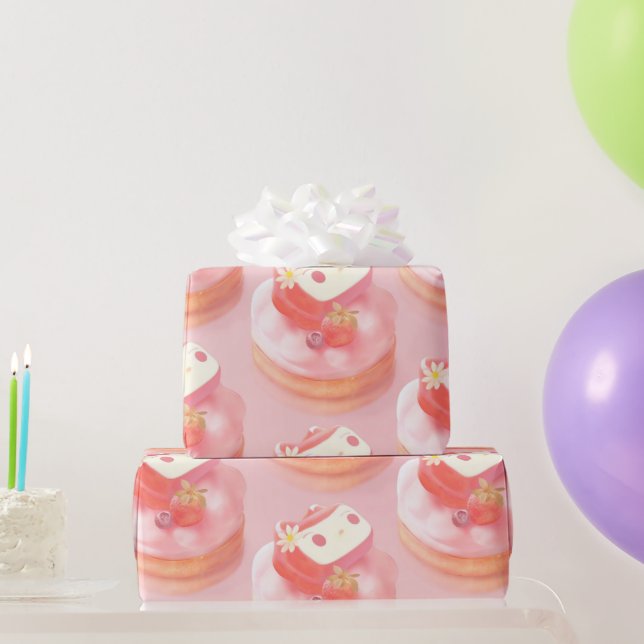 Strawberry Tart Illustration Wrapping Paper (Party Gifts)