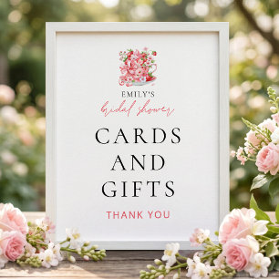 Strawberry Teacup Cards Gifts Bridal Shower Sign
