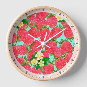 Strawberry Teal Clock