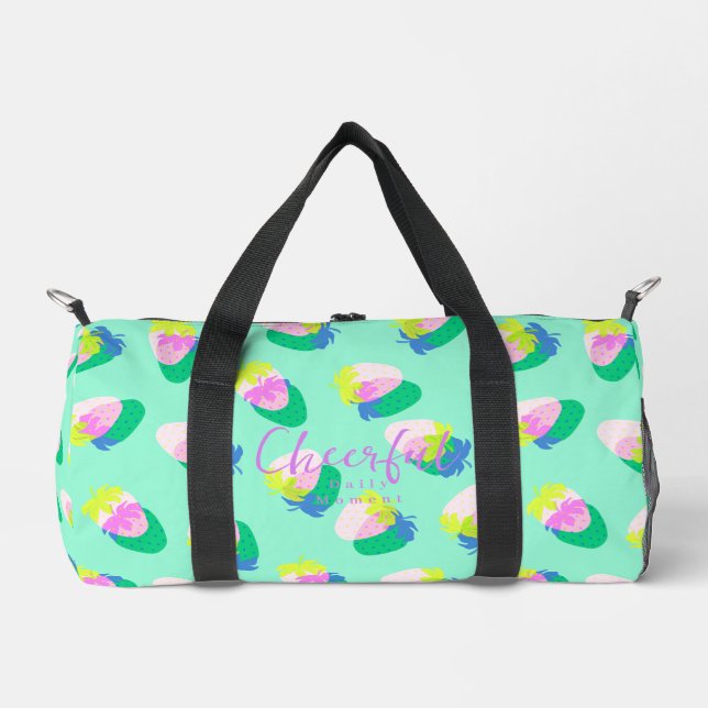 Strawberry Teal Duffle Bag (Front)
