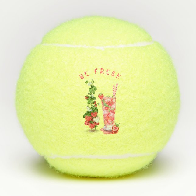 Strawberry Tennis Balls Juice Cool Drink Fruits  (Front)