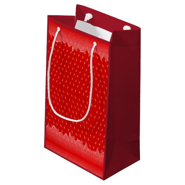 Strawberry Textured Background Liquid Fruit Jam   Small Gift Bag (Back Angled)