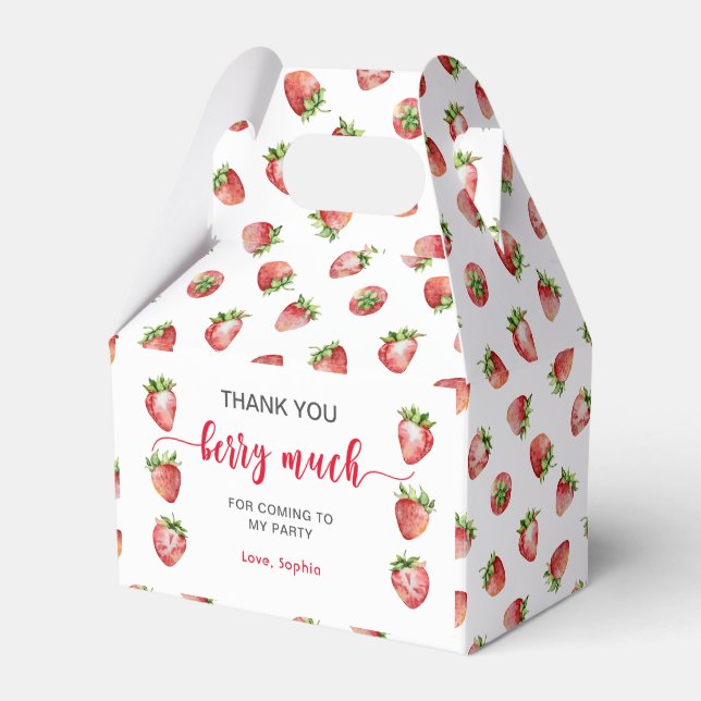 Strawberry Thank you Berry Much Favour Box (Front Side)