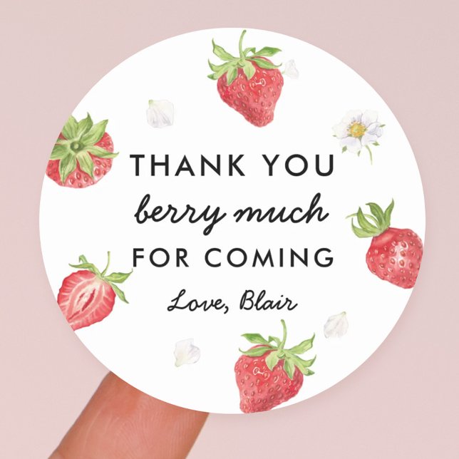 Strawberry Thank You Berry Much Favour Classic Round Sticker (Creator Uploaded)