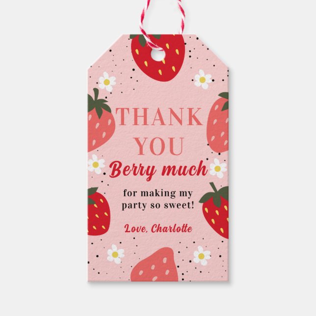 Strawberry Thank You Berry Much Favour  Gift Tags (Front)
