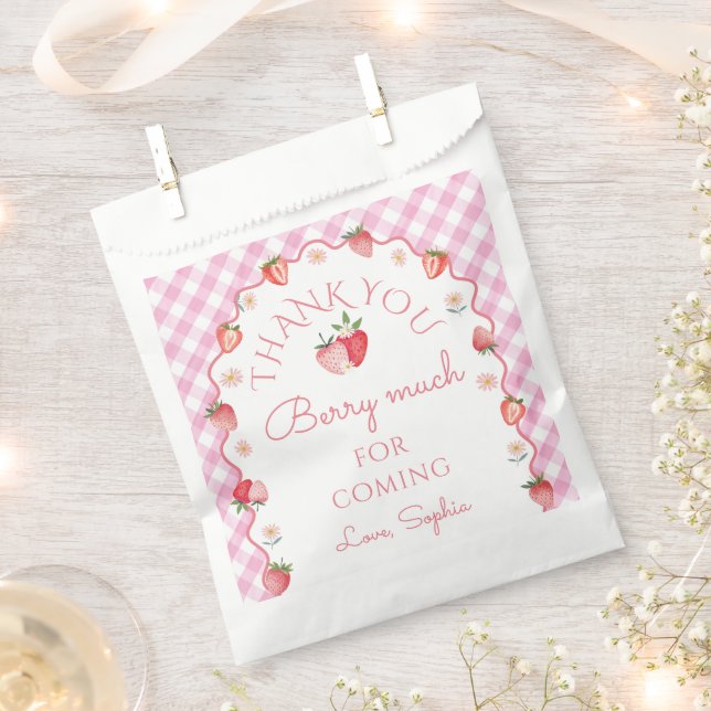 Strawberry Thank You Berry Much Thank You Card Favour Bags (Clipped)