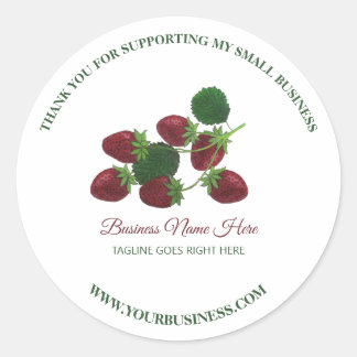 Strawberry Thank You Business Classic Round Sticker