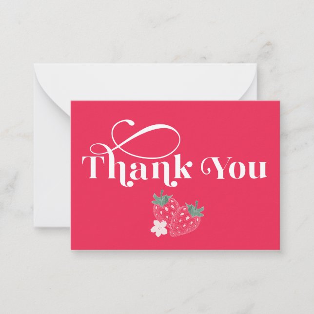 Strawberry Thank You Card – Berry First Birthday R (Front)