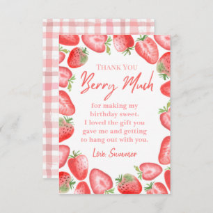 Strawberry Thank You Card   Strawberry Card