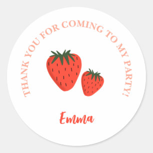 Strawberry Thank You  Classic Round Sticker