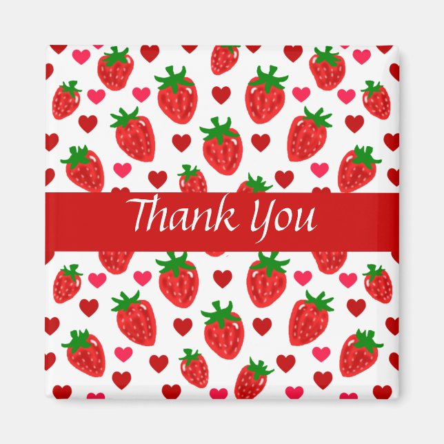 Strawberry Thank You Magnets (Front)