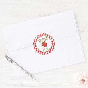 Strawberry Thank You Sticker - Red