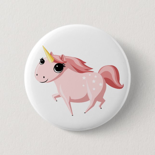 Strawberry the Pink Unicorn 6 Cm Round Badge (Front)