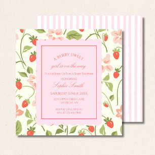 Strawberry Theme Baby Shower Square Invitation