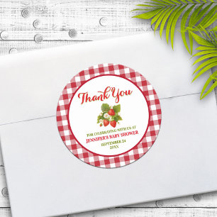 Strawberry Theme Baby Shower Thank You Classic Round Sticker